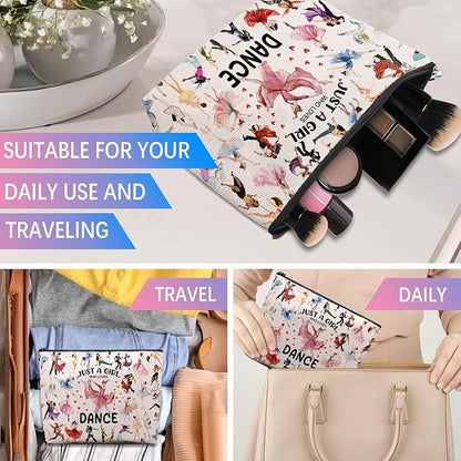 Dance Gifts Dance Makeup Bag, Dance Recital Gifts for Dancer, Birthday Gifts for Dance Lover Teacher Women, Dance Stuff Cosmetic Bag Toiletry Bag Pouch