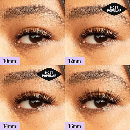 Lilac St - Midnight Dramatic Faux Eyelash Clusters (12mm) - Dark & Lush - DIY Lash Extension Wisps - Lightweight & Lifelike - Lasts 10 Days - Cruelty Free, Vegan, Women Founded - 10 Lashes