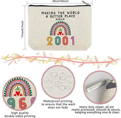 25th Birthday Gifts for Girls Makeup Bags, 2000 Happy 25th Birthday Decorations for Teen Girls, 25 Year Old Girl Birthday Gifts for Daughter, Sister, Granddaughter, Cosmetic Travel Pouch, Christmas
