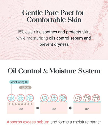 THESAEM Saemmul Perfect Pore Pink Pact - Makeup Finishing Pressed Powder for Sebum Control and Pore Minimization, Soothes Sensitive Skin with Calamine, Setting Powder, Clumps Free 12g