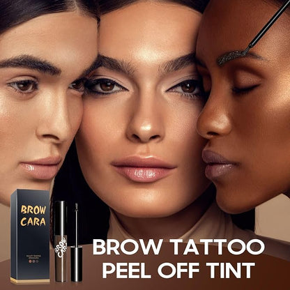 Brow Tattoo Peel Off Tint - Brow Gel Eyebrow Tattoos Waterproof, Eyebrow Gel Tint with Eyebrow Stencils Long-Lasting Makeup, Eye Brow Pencils Create Full Voluminous Brows for Women (Gray Brown)