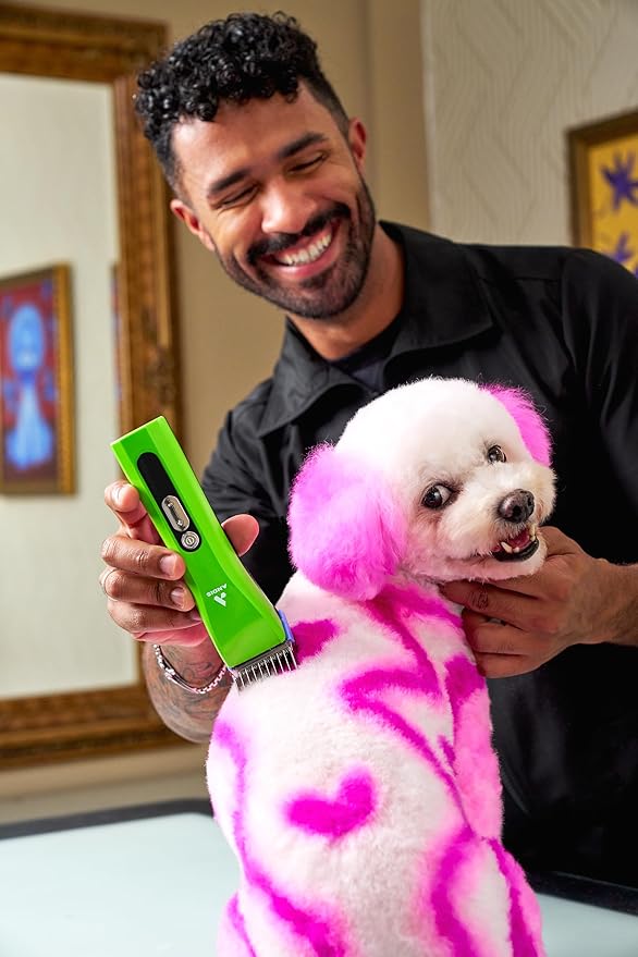 Andis 563231 ProClip 5-in-1 Adjustable Blade Cord/Cordless Pet Hair Clipper, 5 Blade Settings, 5 Speeds, Feather Light, Digiital Display Screen, Green