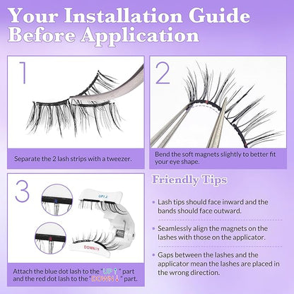 Bepholan Soft Magnetic Lashes with Applicator,No Glue Needed Reusable Soft Magnetic Eyelashes Natural Look Easy to Wear and Remove Waterproof Cruelty-free False Lashes（RC001）