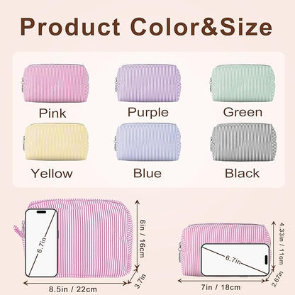 Yofair Personalized Makeup Bag with Heart, Large Capacity Travel Toiletry Case Teen Girl Gift Trendy Stufff Custom Seersucker Cosmetic Bags Wedding Birthday Gifts for Girls Women