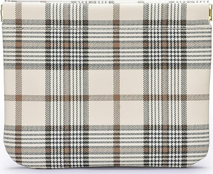 Leather Pocket Cosmetic Bag for Purse,Coin Purse Lipstick Cosmetic Accessories Organizer, Travel Kit Storage Pouch,Waterproof Portable No Zipper Self-closing (Tartan)