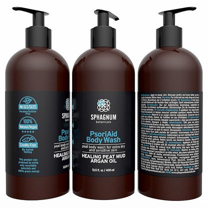 Psoriasis Body Wash – 100% Natural pH Balancing Acids and Olive Oil Shower Cream. Sulfate Free, Deep Moisturizing Treatment for Very Dry & Itchy Skin. Good for Relieving Eczema. 13.5 fl. Oz