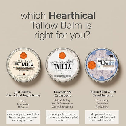 Halal Grass Fed Beef Tallow For Skin – 70g Organic Beef Tallow Moisturizer – Beef Tallow Face Moisturizer & Beef Tallow Face Cream – Pure Beef Tallow Balm with Black Seed and Jojoba