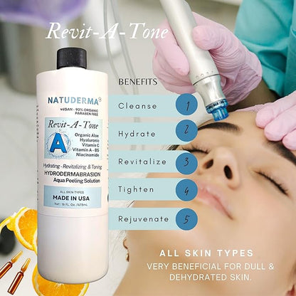 Hydrodermabrasion Solution, Aqua Peeling Serum, Solution for Wet Microdermabrasion, 3 bottles of 16 oz each, Natuderma Hydro Serum. MADE IN USA