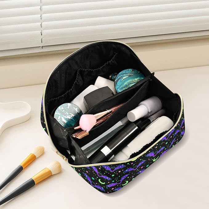 Makeup Organizer Bag, Magic Galaxy Bat Travel Makeup Bags Makeup Vanity Case Large Capacity Rhombus Cosmetic Toiletry Bag for Girl Women Ladies