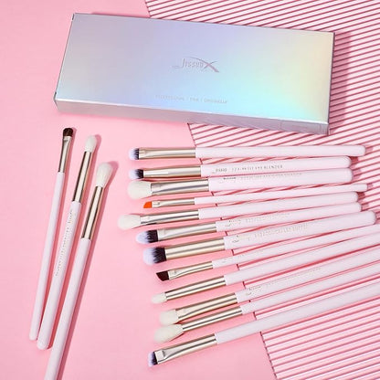 Jessup Eyeshadow Brushes 15pcs, Natural Eye Brush Set for Eyeshadow Blending Concealer Eyebrow Eyeliner, Blushing Bride T294