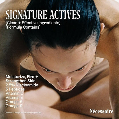 Nécessaire The Body Lotion with Pump – Hinoki Scented Body Moisturizer with Peptides, Niacinamide, Vitamins C/E & Omega 6/9 – Skin-Firming Daily Hydration – Dermatologist-Tested, Vegan – 15.2 oz