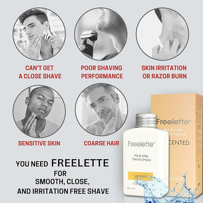 Pre Electric Shave After Shave Lotion Cream - Best For Close Shave - Smooth Irritation Free Shaving - Shooting and Mousturising Balm Freelette. Pherolink. 3.76 Ounce. UNSCENTED