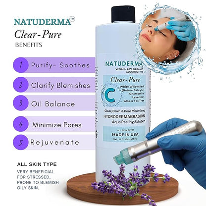 Hydrodermabrasion Solution Kit | Pore Minimizer Clarifying Serum for Hydrodermabrasion Machine, Clear Pure of 16oz | and Niacinamide Face Serum of 1oz by Natuderma