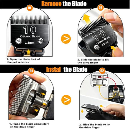 Dog Grooming Clipper Blades Replacement Compatible with Andis Dog Clippers,Most OsterA5, Wahl KM Series Pet Clippers (Black(10))