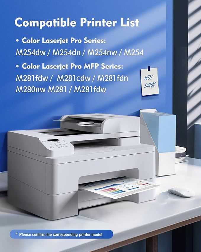 202X Toner Cartridges - High Yield 4 Pack Compatible Replacement for HP 202X Toner Cartridges, MFP M281fdw 202A Toner, for HP Color Laserjet Pro MFP M281fdw M281cdw M281fdn M254dw M254dn | CF500X