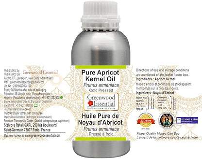 Greenwood Essential Pure Apricot Kernel Oil (Prunus armeniaca) Cold Pressed 630ml (21 oz)