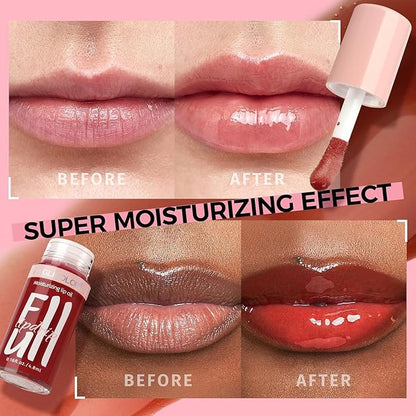 Anglicolor 2PC Lip Oil and Metallic Glitter Pink Lipstick,Natural Lip Plumper,Fruit Flavoured Lip Oil,For Dry Lip's Moisturizing Hydrating,Vegan & Cruelty-free (02 Pandora+15)