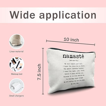 Nogrit yoga gifts for women,yoga gifts for yoga instructor, unique yoga gifts for yoga teacher Yoga Makeup Bag, Namaste Meaning Mindfulness Makeup Travel Toiletry Bag,Gifts for Yoga Lovers
