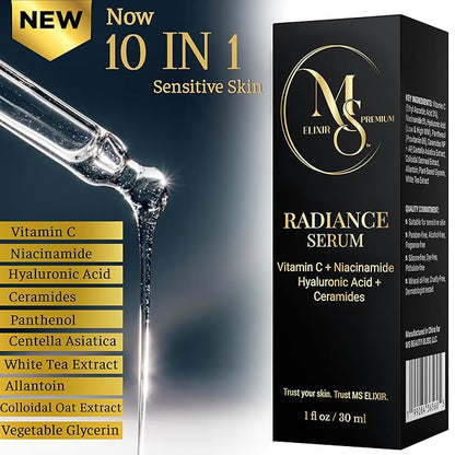 New Facial Serum for Sensitive Skin,Vitamin C, Hyaluronic Acid & Niacinamide, Hydrating Anti-Aging Formula 1 fl oz (30 ml)