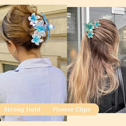 Hawaiian Flower Hair Clips Large Matte Hair Claw for Women Non-Slip Strong Hold Clips for Thick Hair, Hair Accessories for Women and Girls
