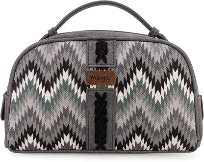 Montana West Wrangler Makeup Bag for Women Small Cosmetic Toiletry Bags Western Make Up Pouch Durable Cute Travel Purse, Grey