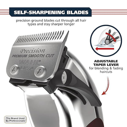 Wahl USA Pro Ultra Quiet High Torque Corded Hair Clipper for Ultra Quiet Operation and Cooler Operating Temperatures, Metal Housing with Bonus Hair Clipping Guard Caddy - Model 3000097