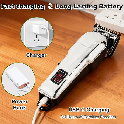 4 Pack Hair Clippers for Men Cordless Clippers for Hair Cutting Rechargeable Beard Hair Trimmer LED Display Stocking Stuffers for Men