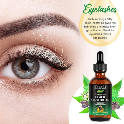 Tiuedu Jamaican Black Castor Oil for Hair Growth,Thicker Eyelashes & Eyebrows,Castor Oil for Hair,Face,Body & Skin,100% Pure Cold Pressed Black Castor Oil,Hair Nourishing Oil,Massage Oils