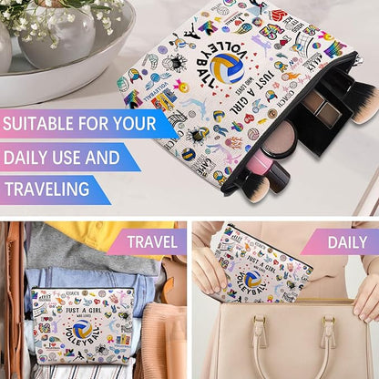 Volleyball Gifts Makeup Cosmetic Bag for Women, Volleyball Stuff Accessories for Volleyball Players Teams, Volleyball Travel Bag Pouch Purse for Men Women