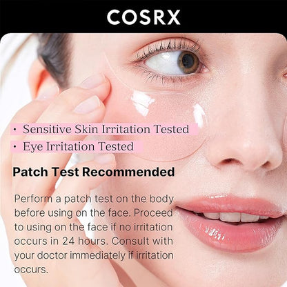 COSRX Pink Peptides Collagen Hydrogel Eye Patch for Puffy Eyes and Dark Circles, Under Eye Mask, 60 Under Eye Patches, Korean Skin Care, Stocking stuffers for women
