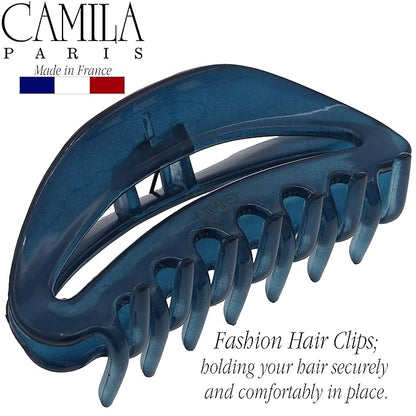 Camila Paris CP3125 French Hair Clip for Women, Blue, Girls Hair Claw Clip Jaw Fashion Durable and Styling Hair Accessories for Women, Luxury Ladies Strong Hold No Slip Grip Clamp, Made in France