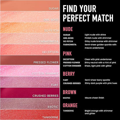 Frankie Rose Cosmetics Lip Gloss | Non-Sticky Formula, Long Lasting Gloss Shimmer, Bold Pigment & Hydrating Gloss of Lips, Pearl Sugar Glossy Lip Gloss, 20g