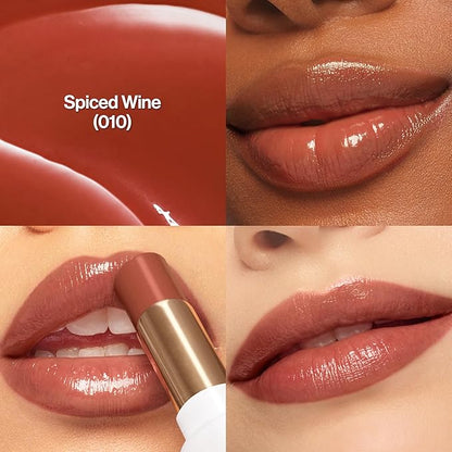 REVLON Super Lustrous Glass Shine Balm, Hydrating Tinted Lipstick, Sheer, Glossy Shiny Finish, 010 Spiced Wine, 0.11 oz
