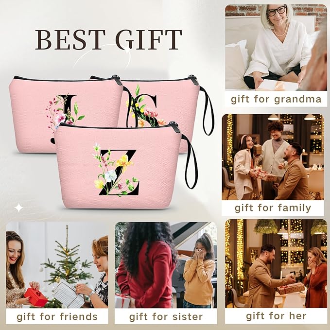 Happy Birthday Friendship Bridesmaid Team Gifts for Employees Women Mom Girl Daughter Teenage Personalized Make up Cosmetic Bag Travel with Mirror Mothers Day Christmas Graduation Z