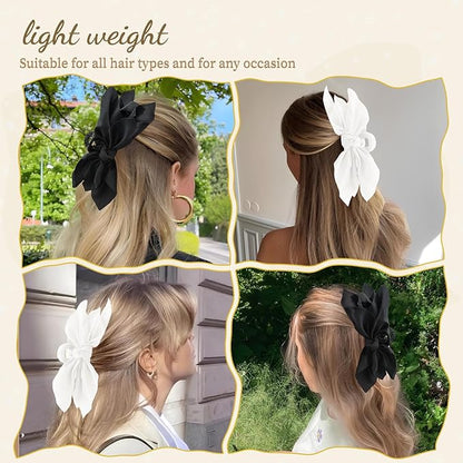 Bow Claw Clips Bow Hair Clips Black White 2PCS Big Hair Bows for Women Butterfly Styling Large Hair Clips for Thick Hair for Girls Hair Accessories for Teen
