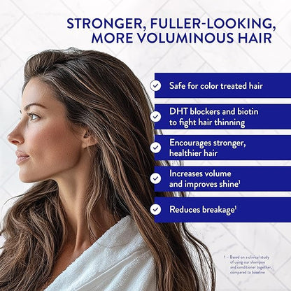 Routine Wellness Anti-Thinning Shampoo for Thinning Hair - Biotin DHT Blocker Women & Men - Color Safe Shampoo for Hair Loss & Healthy Hair - Lavender & Cedar - 14oz