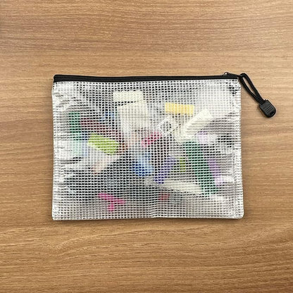 Oaimyy-A5(9"x 7",12 Pcs),Plastic Mesh Zipper Pouch Document Folders Bag & Zip File Folders for School Office Supplies, Travel,Puzzles Games Organizing Storage-Black
