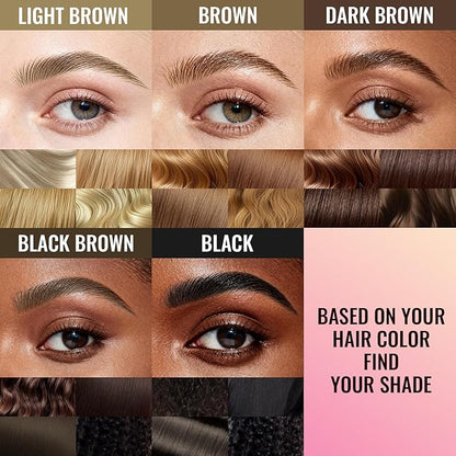 Vevivia Eyebrow Pen - Eyebrow Gel Clear, Dual-Ended Eye Brow Pencils for Women with 4-Fork-Tip and Precise Brush-Tip for Natural Hair-Like Strokes, Last All Day Eyebrow Pencil, Dark Brown
