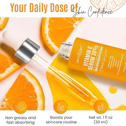 30% Vitamin C Serum for Face - Natural & Organic Anti Wrinkle & Skin Rejuvenator Moisturizer with Hyaluronic Acid & Vitamin E - Powerful Anti Aging Serum - Age-Defying Beauty Regimen- 1FL OZ