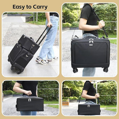 TANTO Rolling Makeup Bag, Makeup Case on Wheels Professional Makeup Artist Bags 2 in 1 Cosmetics Organizer Extra Large Cosmetology Case with 360° Swivel Wheels and Adjustable Dividers