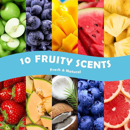 Holamay Fruit Essential Oils for Diffusers for Home, Fragrance Oil for Soap Making, Candle Scents for Candle Making 30ml x 10 - Coconut, Strawberry, Mango, Pineapple, Large Size Aromatherapy Oils Set