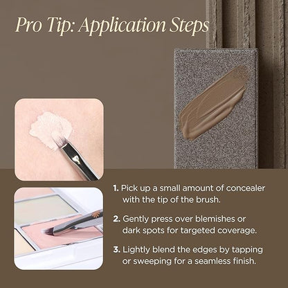Piccasso 712 Concealer Brush – Precision Brush for Spot Coverage, Under Eye Concealer, and Lip Line Detailing, Ideal for Cream and Liquid Concealers, Korean Face Makeup Tool