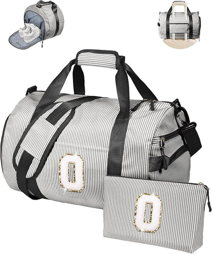 Party Favors for Teenager, Girls Travel Duffle Bag, Kids Initial Overnight Bags with Shoe Compartment, Monogram Weekender Bag with Makeup Pouch, Gift Ideas for Niece Sister (Letter O)