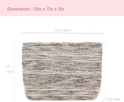 Makeup Bags for Purse Zipper Cosmetic Pouch Large Travel Canvas Make Up Organizer Tool Pouch for Women and Girls,Ripple Grey