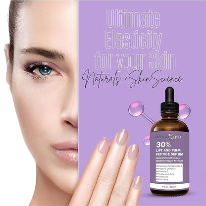 Lift & Firm 30% Peptide Serum for Face – Anti-Aging Serum with Vitamin C, E, Matrixyl 3000, Aloe Vera & Hyaluronic Acid – Multi-Peptide Formula to Lift, Firm & Rejuvenate Skin (4 fl oz)