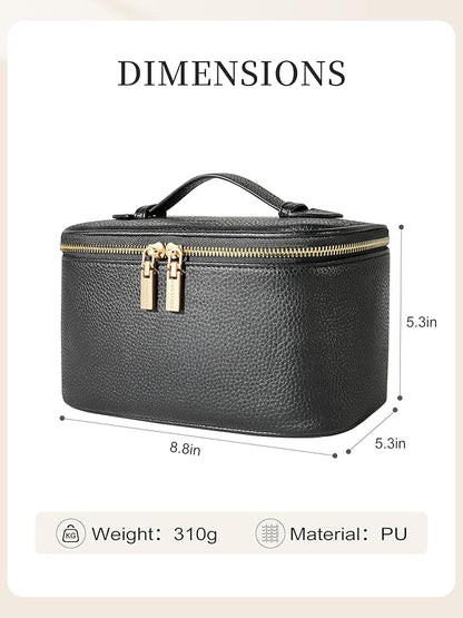Cosmetic Bag,ROWNYEON Makeup Bag,Portable Makeup Train Case,Travel Toiletry Bag Case Organizer for Women,Black