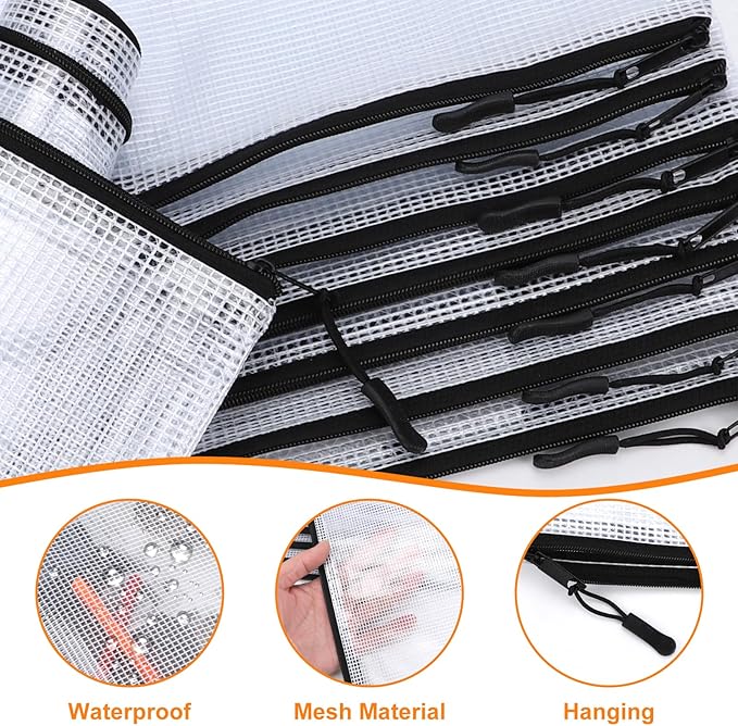 24pcs Mesh Zipper Pouch, Puzzle Storage Bags, A3 17x12 Inches Large Reusable Zipper Pouches for for Classroom Office Supplies Organizing, Extra Large Zipper Bags, Board Game Storage