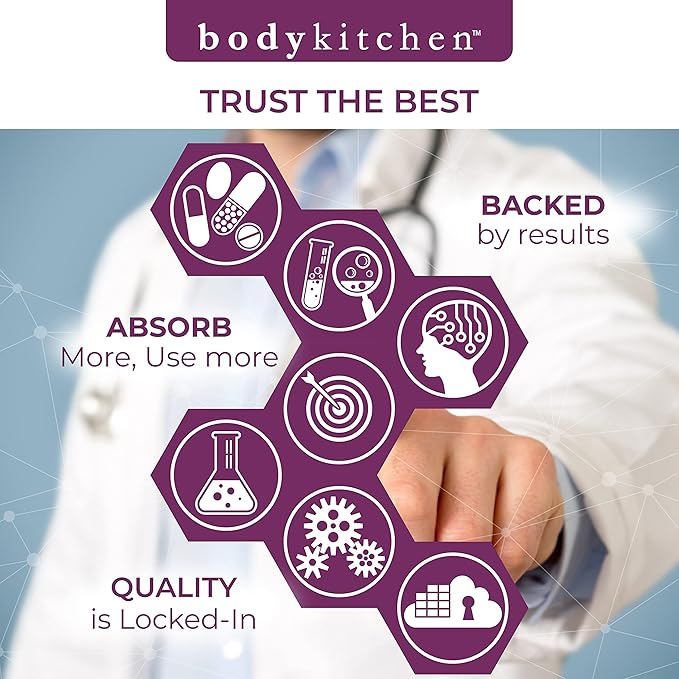 Body Kitchen Pro-Elastin 1000 mg Elastin Supplement, Reduce Signs of Aging, Improved Skin Health, Firmness & Elasticity, Fewer Wrinkles, Veggie Caps (Pack of 3)