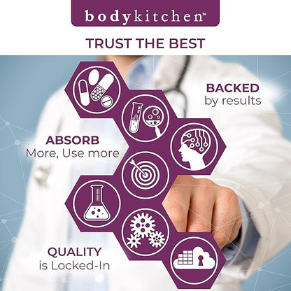 Body Kitchen Pro-Elastin 1000 mg Elastin Supplement, Reduce Signs of Aging, Improved Skin Health, Firmness & Elasticity, Fewer Wrinkles, Veggie Caps (Pack of 3)