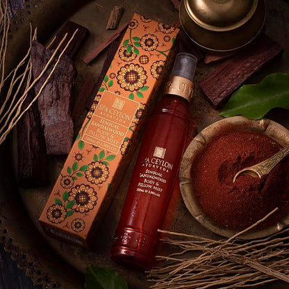 SPA CEYLON Sensual Sandalwood Body and Pillow Mist | Soothing Skin Care Spray with Organic Sandalwood, Vetiver & Witch Hazel | Vegan & Cruelty-Free for Bedtime Ritual